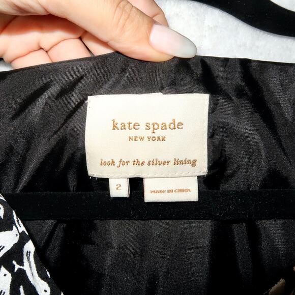 Kate Spade Black and White Bird Dress Size 2 - Picture 4 of 8